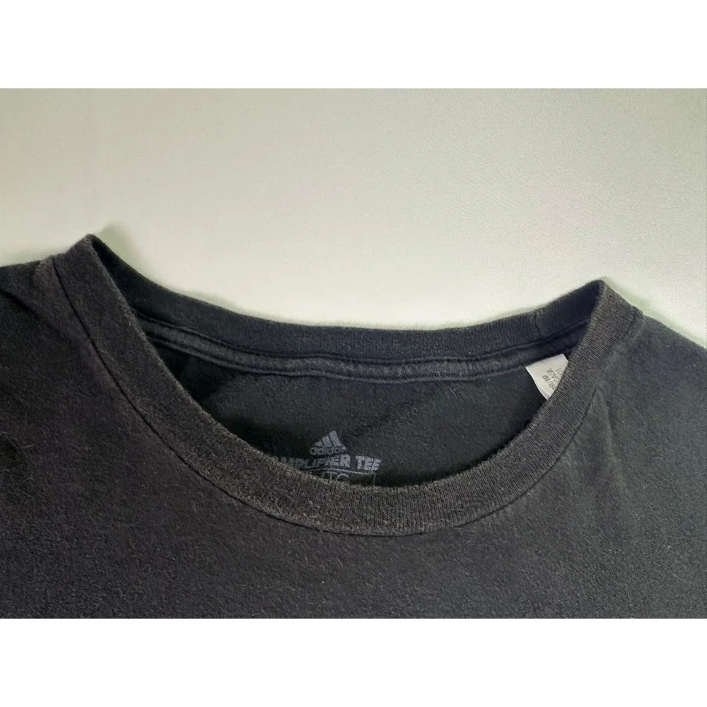 Adidas Amplifier Tee Mens XL Black White‎ Logo Graphic T-Shirt Stained Flaws